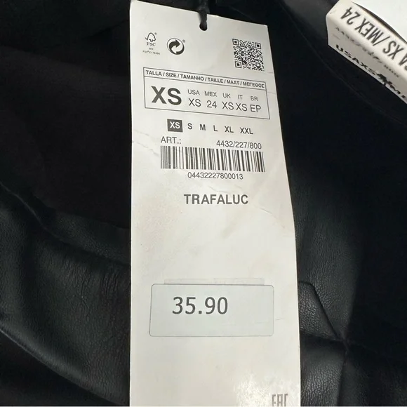 ZARA faux leather Legging Collection high rise black XS rock matrix goth metal - Picture 14 of 16